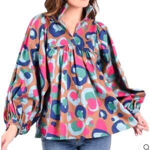 Boutique Cheetah Print Blouse, size Large